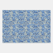 Modern Blue 3D Floral Blätter Wallpaper Design (Vorderseite 2)