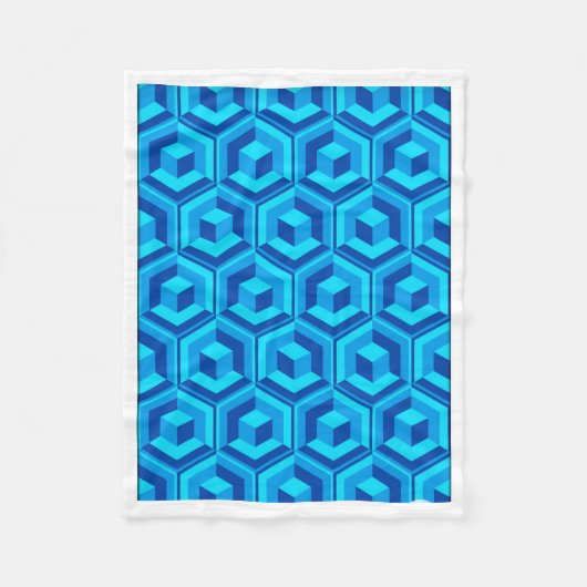 Modern Blue 3D Geometric Cube Pattern Baby Blanket Fleecedecke (Vorderseite)
