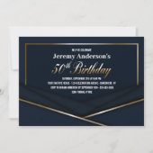 Modern Blue 50. Geburtstagsparty Einladung (Vorderseite)