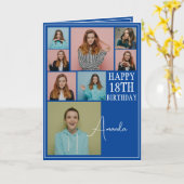 Modern Blue 8 Foto Collage 18. Geburtstag Karte (Gelbe Blume)