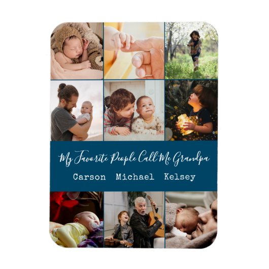Modern Blue 9 Foto Collage für Opa Magnet (Vertikal)