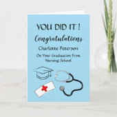 Modern Blue Abschluss Nurse Congratulation Card Karte (Vorderseite)