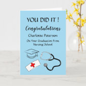 Modern Blue Abschluss Nurse Congratulation Card Karte (Gelbe Blume)