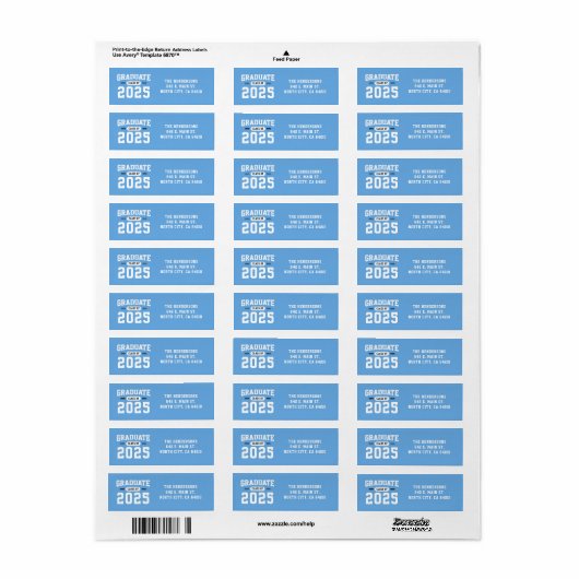 Modern Blue Abschluss Rücksendeadresse (Vorne)