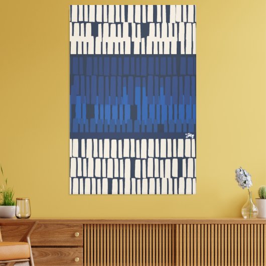 Modern Blue Abstract Geometric Wall Art Leinwanddruck (Insitu (Wohnzimmer))
