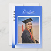 Modern Blue Abstract Graduation Invitation - photo Einladung (Vorderseite)