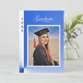 Modern Blue Abstract Graduation Invitation - photo Einladung (Stehend Vorderseite)