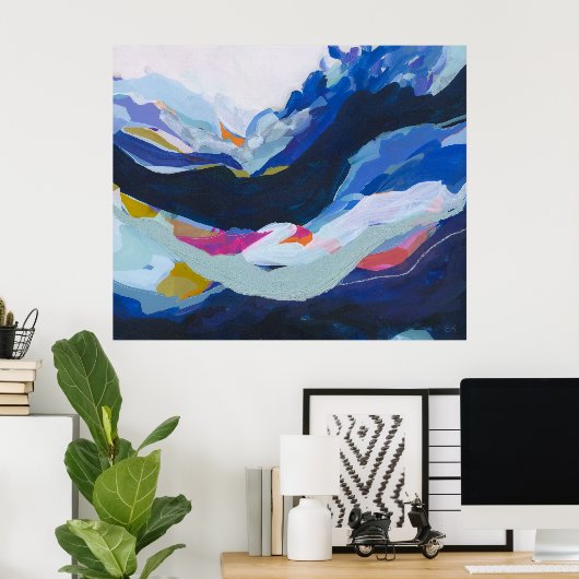 Modern Blue Abstrakt Expressionismus Malerei Poster (Heimbüro)