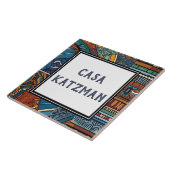 Modern Blue Abstrakt House Name Plakatzeichen Zeic Fliese (Seite)