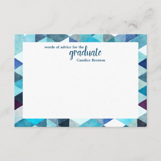 Modern Blue Abstrakt Pattern Word of Advice Cards Hinweiskarte (Vorderseite)
