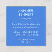 Modern Blue Abstrakt Square Business Card Quadratische Visitenkarte (Rückseite)