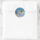 Modern Blue Agate Geode Gold Monogram Script Runder Aufkleber (Tasche)