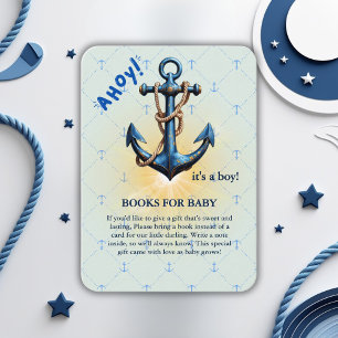 Modern Blue Ahoy! Anchor Nautical Baby Dusche Begleitkarte