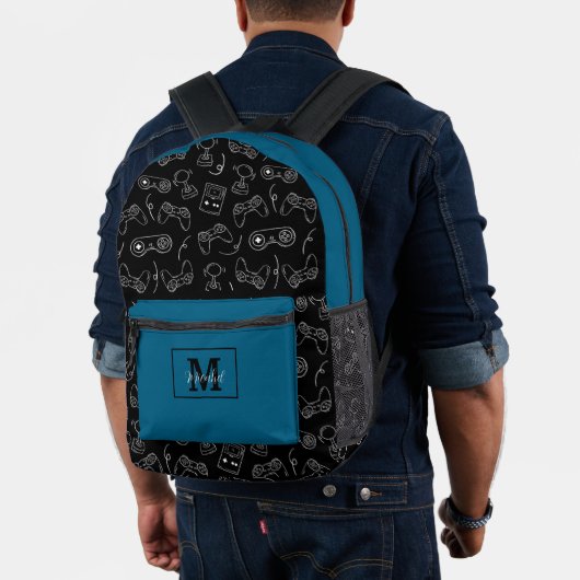 Modern Blue and Black Video Game Gamer Bedruckter Rucksack (Insitu (Modell))