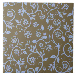 modern blue and brown floral pattern fliese