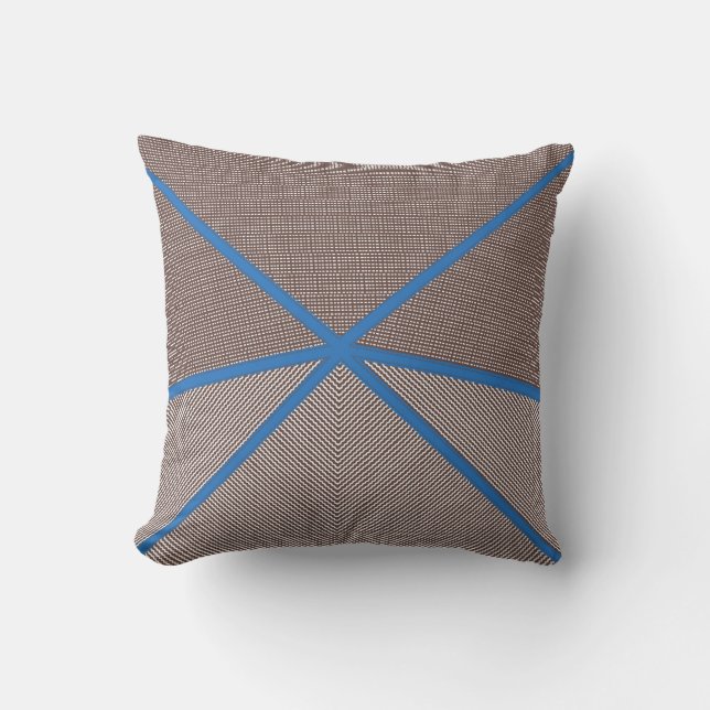 Modern Blue and Brown Geometric Outdoor Pillow |  Kissen (Vorderseite)