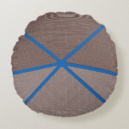 Modern Blue and Brown Geometric Round Pillow  Rundes Kissen