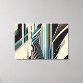 Modern Blue and Cream Abstract Dynamics Leinwanddruck (Vorderseite)