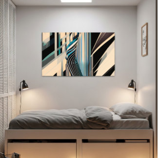 Modern Blue and Cream Abstract Dynamics Poster