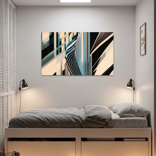 Modern Blue and Cream Abstract Dynamics Poster