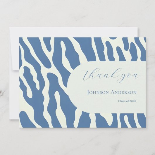Modern blue and cream abstract Pattern graduation Dankeskarte (Vorderseite)