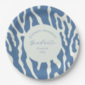 Modern blue and cream abstract Pattern graduation Pappteller (Vorderseite)