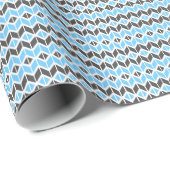 Modern Blue and Dark Gray Herringbone Geometric Geschenkpapier (Rolleneckpunkt)