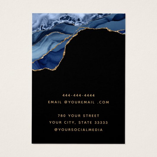 Modern Blue and Gold Agar Ohrring-Display-Karte (Rückseite)