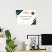 Modern Blue and Gold Certificate of Appreciation P Poster (Heimbüro)