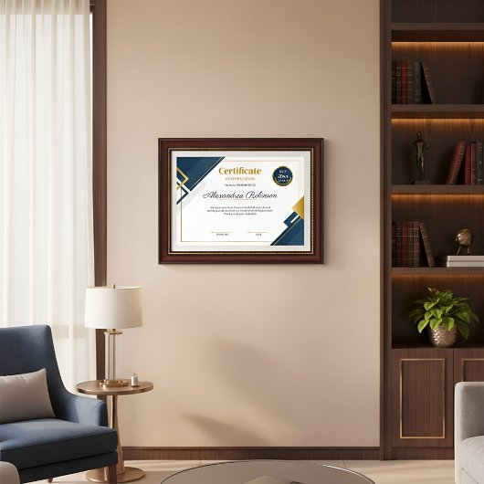Modern Blue and Gold Certificate of Appreciation P Poster