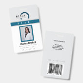 Modern Blue and Gray Employee ID Abzeichen Ausweis (Vorder- & Rückseite)