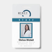 Modern Blue and Gray Employee ID Abzeichen Ausweis (Vorderseite)