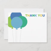 Modern Blue and Green Birthday Balloons Vielen Dan Mitteilungskarte (Vorderseite)