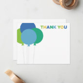 Modern Blue and Green Birthday Balloons Vielen Dan Mitteilungskarte (Vorderseite/Rückseite Beispiel)