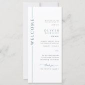 Modern Blue and White Bar Mitzvah Programmkarte (Vorderseite)