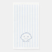 Modern Blue And White Coastal Monogram Wedding Serviette (Vorderseite)