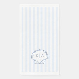 Modern Blue And White Coastal Monogram Wedding Serviette