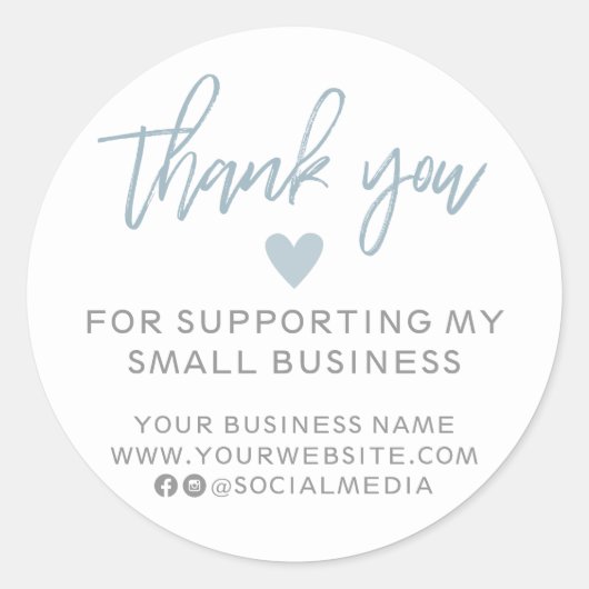 Modern Blue and White Vielen Dank Runder Aufkleber (Vorderseite)