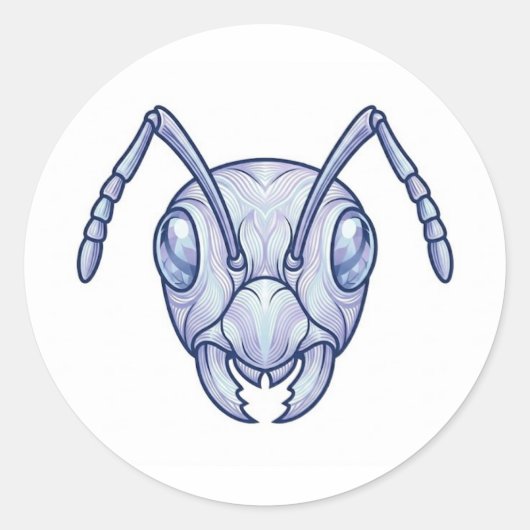 Modern Blue Ant Line Art Illustration Sticker (Vorderseite)