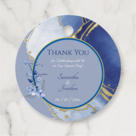 Modern Blue Aqua Marble Wedding Gift Tag Geschenkanhänger