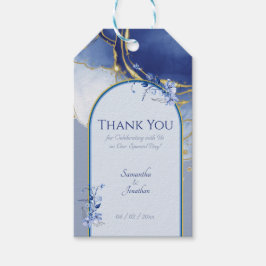 Modern Blue Aqua Marble Wedding Gift Tag Geschenkanhänger