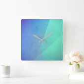 Modern Blue Aqua & Turquoise Geometrie Gradation Quadratische Wanduhr (Zuhause)