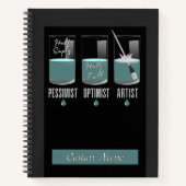 Modern Blue Artist Pessimist Optimist Sketchbook Notizblock (Vorderseite)
