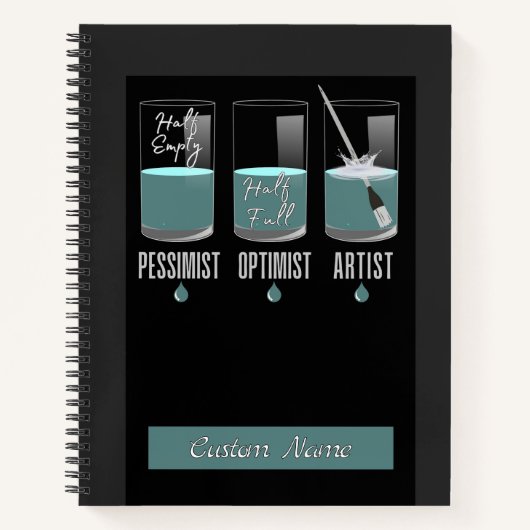 Modern Blue Artist Pessimist Optimist Sketchbook Notizblock (Vorderseite)