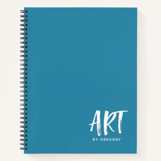Modern Blue Artist Sketchbook mit Namen Notizblock (Vorderseite)