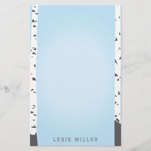 Modern Blue Aspen Tree Stationery Briefpapier