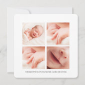 Modern Blue Baby Birth Announcement Foto Card Ankündigung (Rückseite)