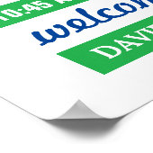 Modern Blue Baby Boy Photo Birth Announcement Poster (Ecke)