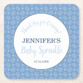 Modern Blue Baby Sprinkle Party Vielen Dank Rechteckiger Pappuntersetzer (Vorderseite)