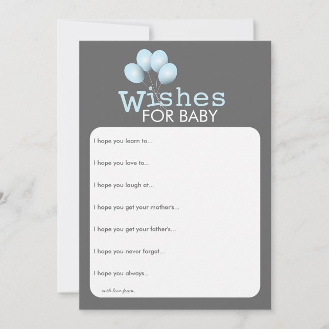 Modern Blue Balloon Boy Baby Showcard (Vorderseite)
